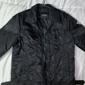 All black guess jacket with attachable hood